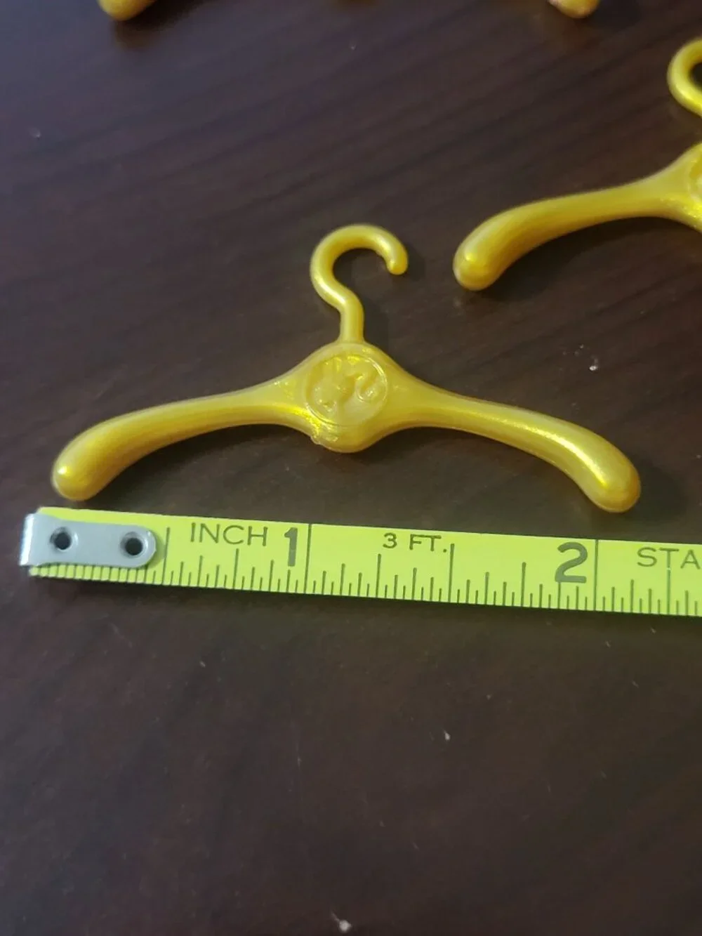 Mattel Barbie Gold Plastic Doll Clothes Hangers Set of 5